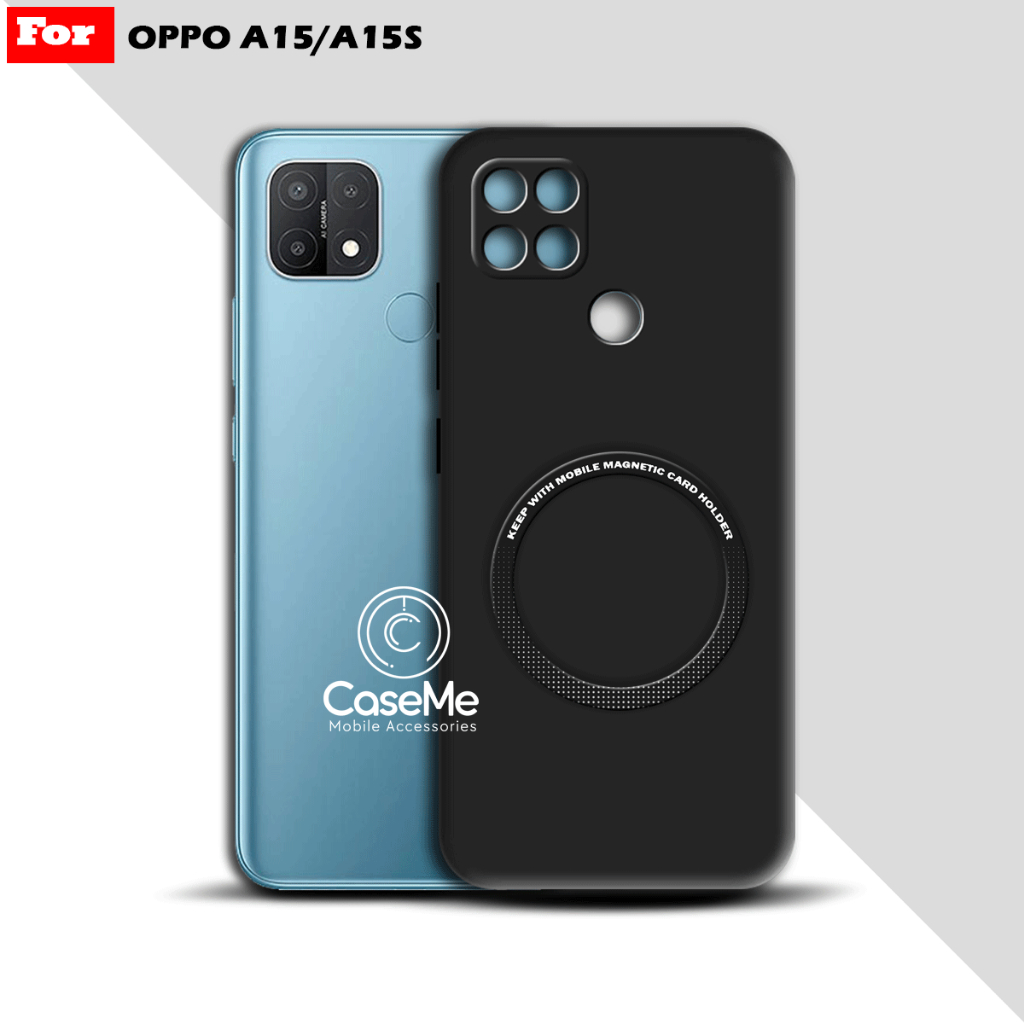 Soft Case Oppo A15 A15S Case Ultra Slim Premium Black Matte Magnetic Ring Casing