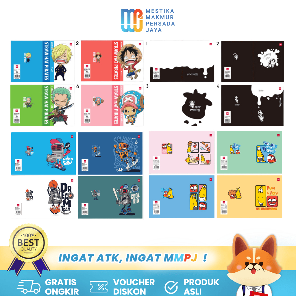 

Deli Buku Tulis Sekolah A5 Isi 58 Lembar (1 Pack) Karakter Lucu Menarik untuk Anak & Pelajar CNA558