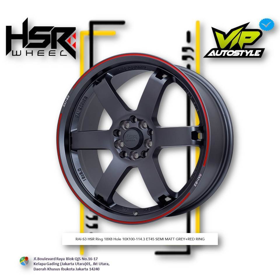 Velg Mobil R18 Untuk Sienta, Camry, Toyota FT86, Altis New, VW Golf, VW Polo Ring 18 - HSR RAI-S3