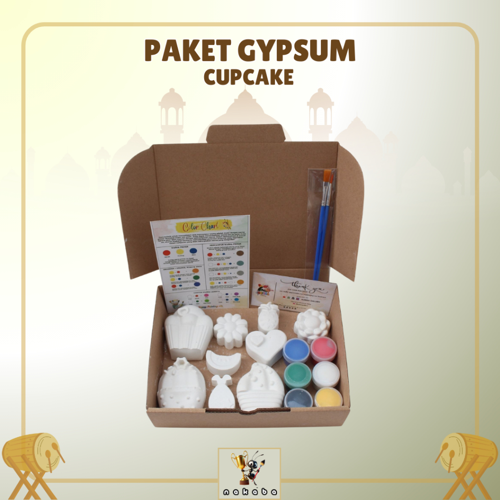 

Paket Lukis Gypsum Lengkap dengan Tema Cupcakes DIY I Mainan Edukasi Anak I Menggambar & Melukis