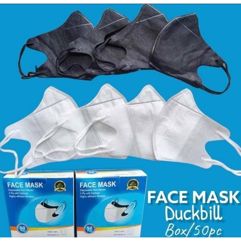MASKER DUCKBILL ABU - ABU FACE MASK GARIS 50pcs