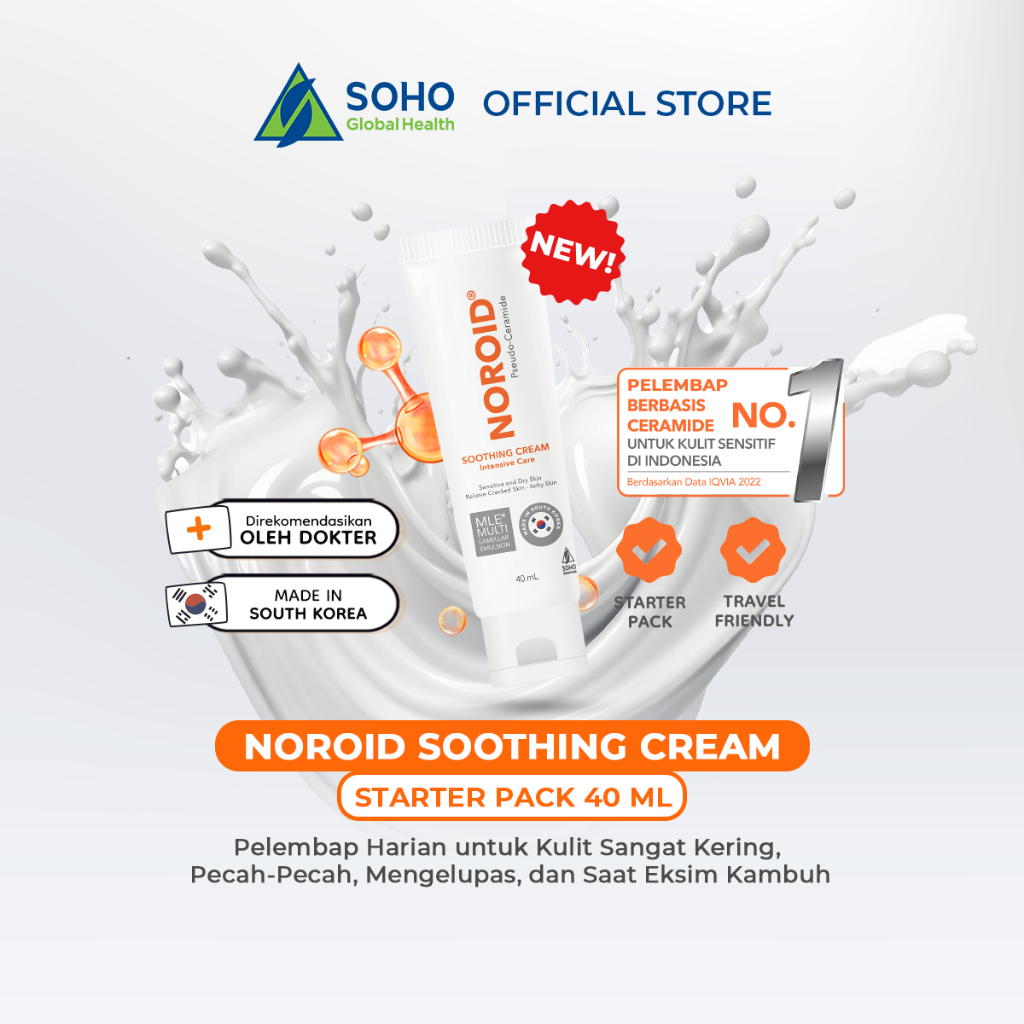 Noroid Soothing Cream Pelembap Moisturizer Harian Untuk Kulit Sangat Kering, Pecah-pecah, Mengelupas