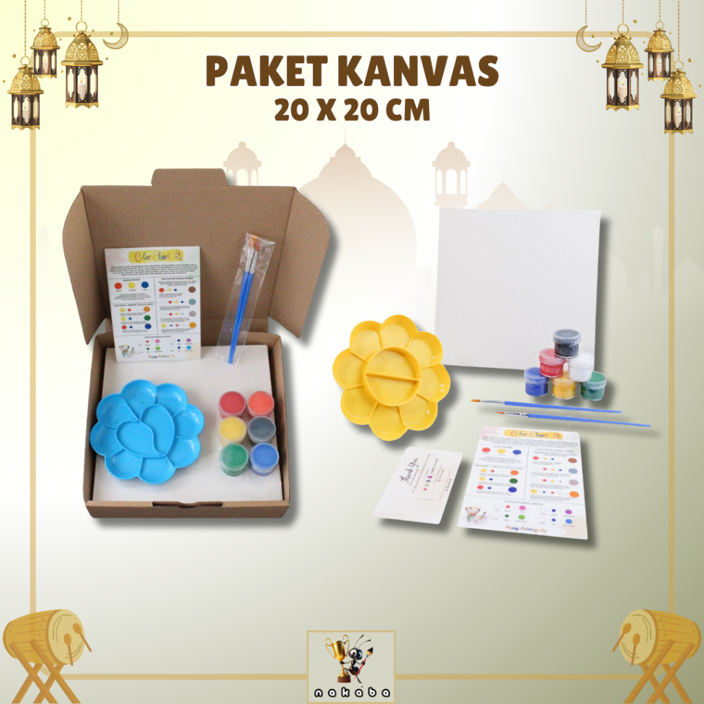 

Paket Hemat Alat Lukis Kanvas 1 Set 20X20cm DIY Dilengkapi Dengan Cat Akrilik, Kuas & Palet