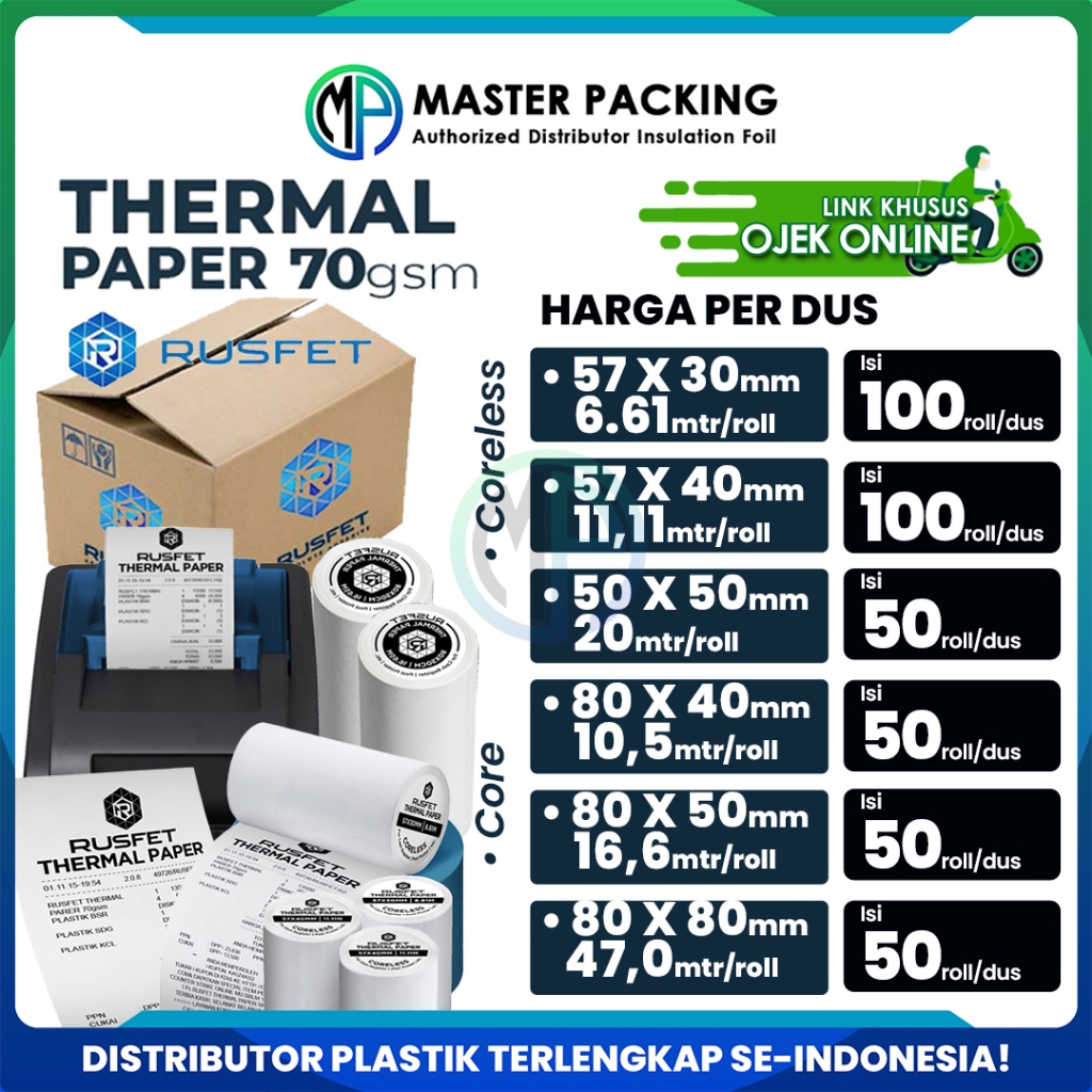 

Kertas Label Termal / Paper Thermal Label Lembar / Paper Thermal Sticker Rusfet (KHUSUS OJEK ONLINE)