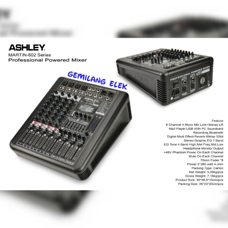 POWER MIXER ASHLEY MARTIN 602 ORIGINAL 6 CHANNEL
