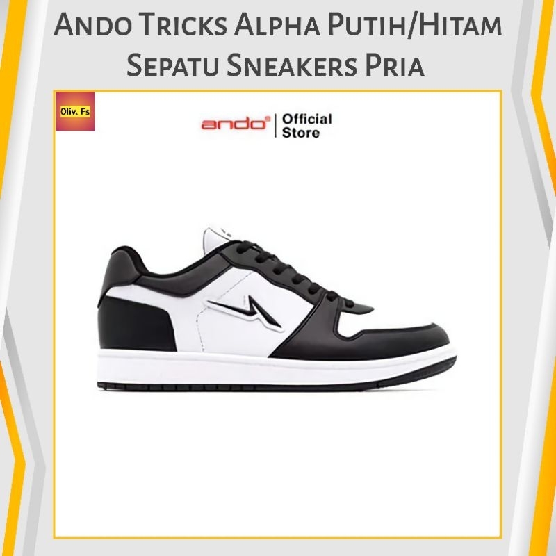 Ando Sepatu Sneakers Pria Tricks Alpha Putih/Hitam