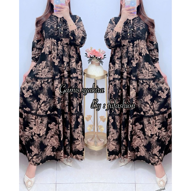 FU-GAMIS SYAKIRA RAYON TWILL BUNGA RENDA PREMIUM