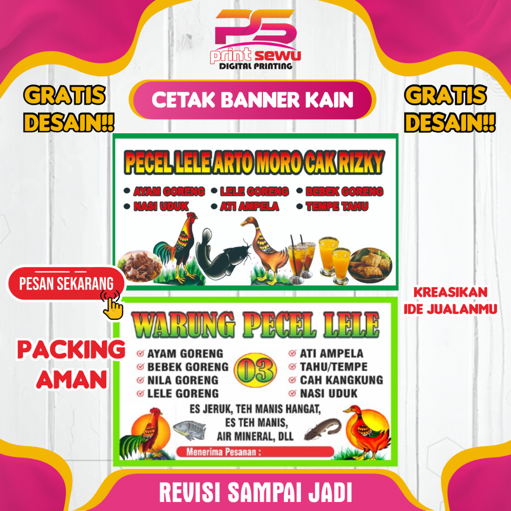 CETAK BANNER KAIN GRATIS DESIGN REVISI SAMPAI FIX | CETAK TEXTILE | BANNER TC IMPOR