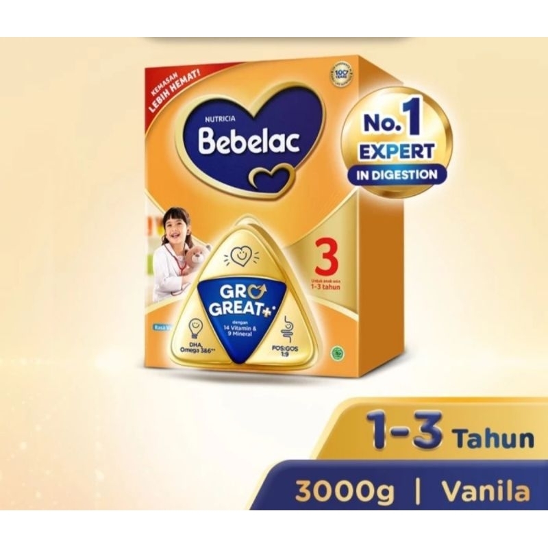 

Bebelac 3 GroGreat Susu Pertumbuhan 3000gr rasa Vanilla