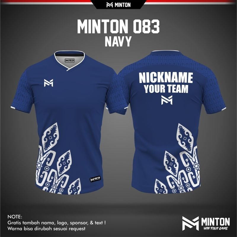 [ ANAK & DEWASA ] MINTON 083 NAVY BAJU MINTON KAOS BADMINTON VOLLY GOWES IMPORT PINGPONG JERSEY ORIG