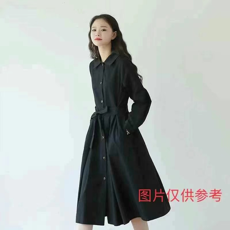 Dress Midi Kasual lengan panjang Korean style tanpa tali pinggang