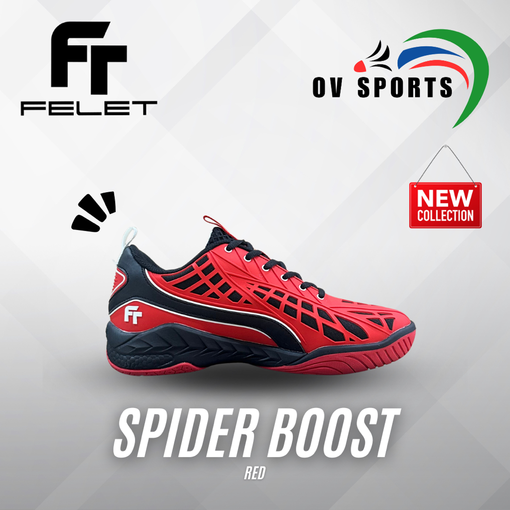 Sepatu Badminton Felet Spider Boost - Red