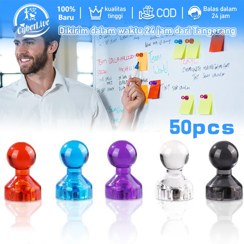 

50pcs Pin Magnet Whiteboard Magnetic Pin Kulkas Memo Tulis Kantor Pin Strong Stainless Steel