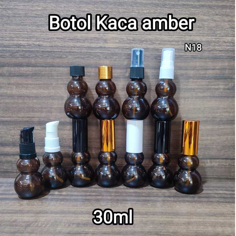 Botol Kaca Amber 30ml 50ml 100ml Refill Parfum Kaca Amber Coklat Labu Holo Tutup Sprayer  pump Clean
