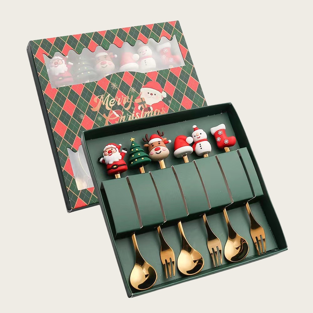 Hampers Natal Sendok Garpu Teh / Christmas Gift Box Coffee Tea Spoon Set 6