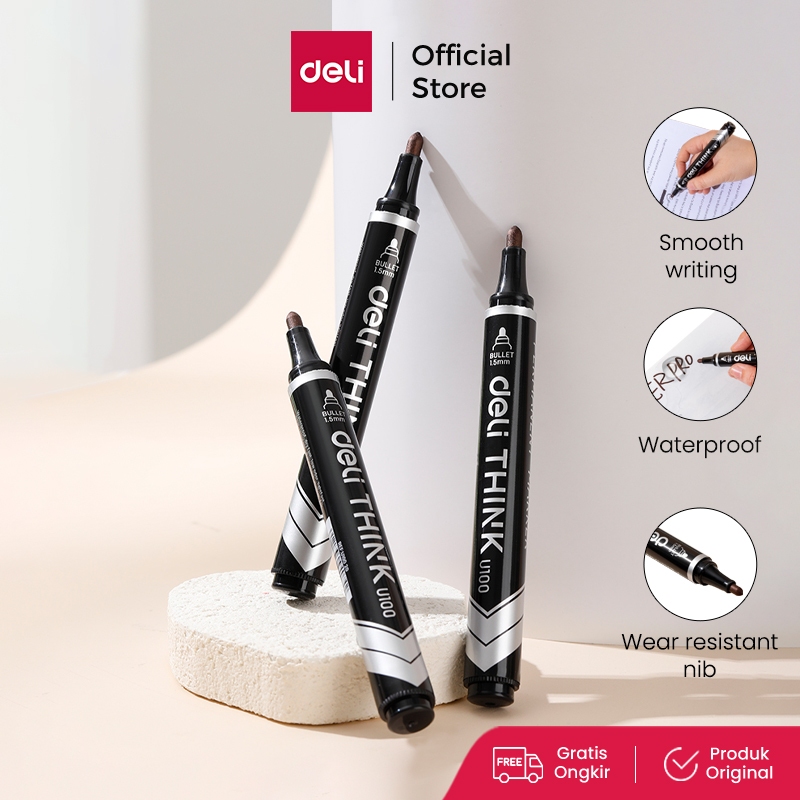 

Deli Spidol Permanen Marker 3 Warna 1.5mm Cepat Kering, Tahan Air, Tidak Beracun EU100X0