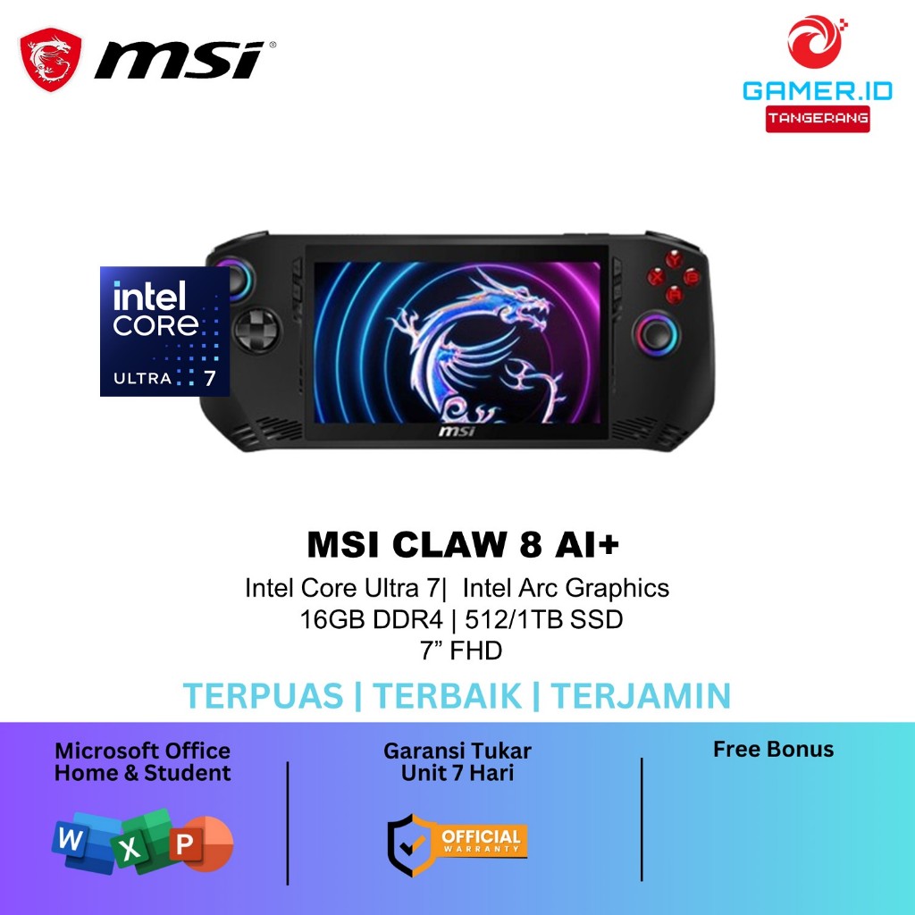 PRE ORDER MSI CLAW 8 AI+ ULTRA 7 258V 32GB 512GB W11 8.0 WUXGA 120HZ IPS 100SRGB