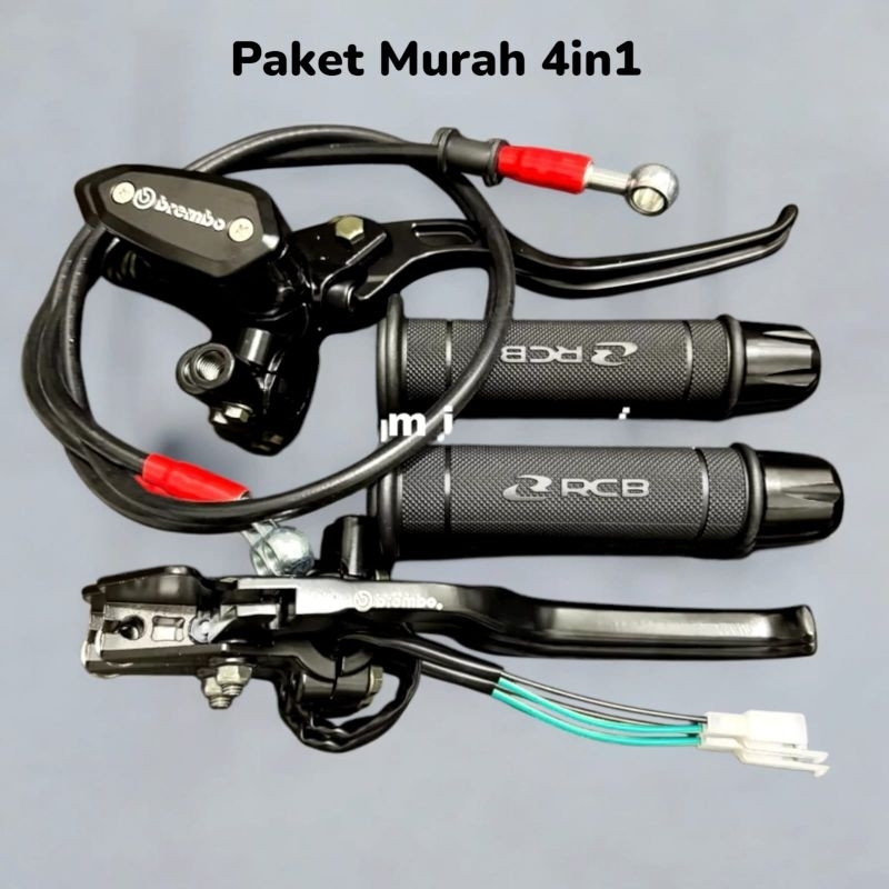 Promo Paket 4in1 Handle Master Rem Oval Plus Selang Rem 95 CM & Grip RCB HG55 Plus Jalu Stang CNC Be