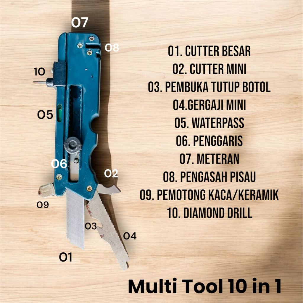 CUCI GUDANG Multy Tool 10 in 1 Cutter Alat Kombinasi Potong Kaca / Keramik Cuter Gergaji Meteran Pem