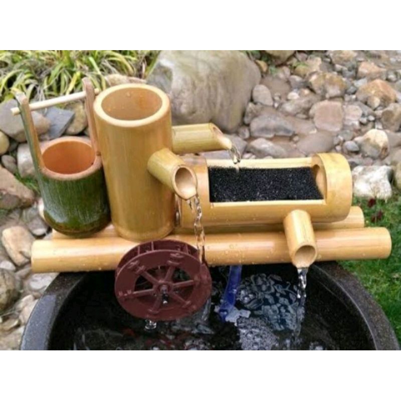 pancuran air dari bambu, pancuran pilter aquarium acuascape terbaik