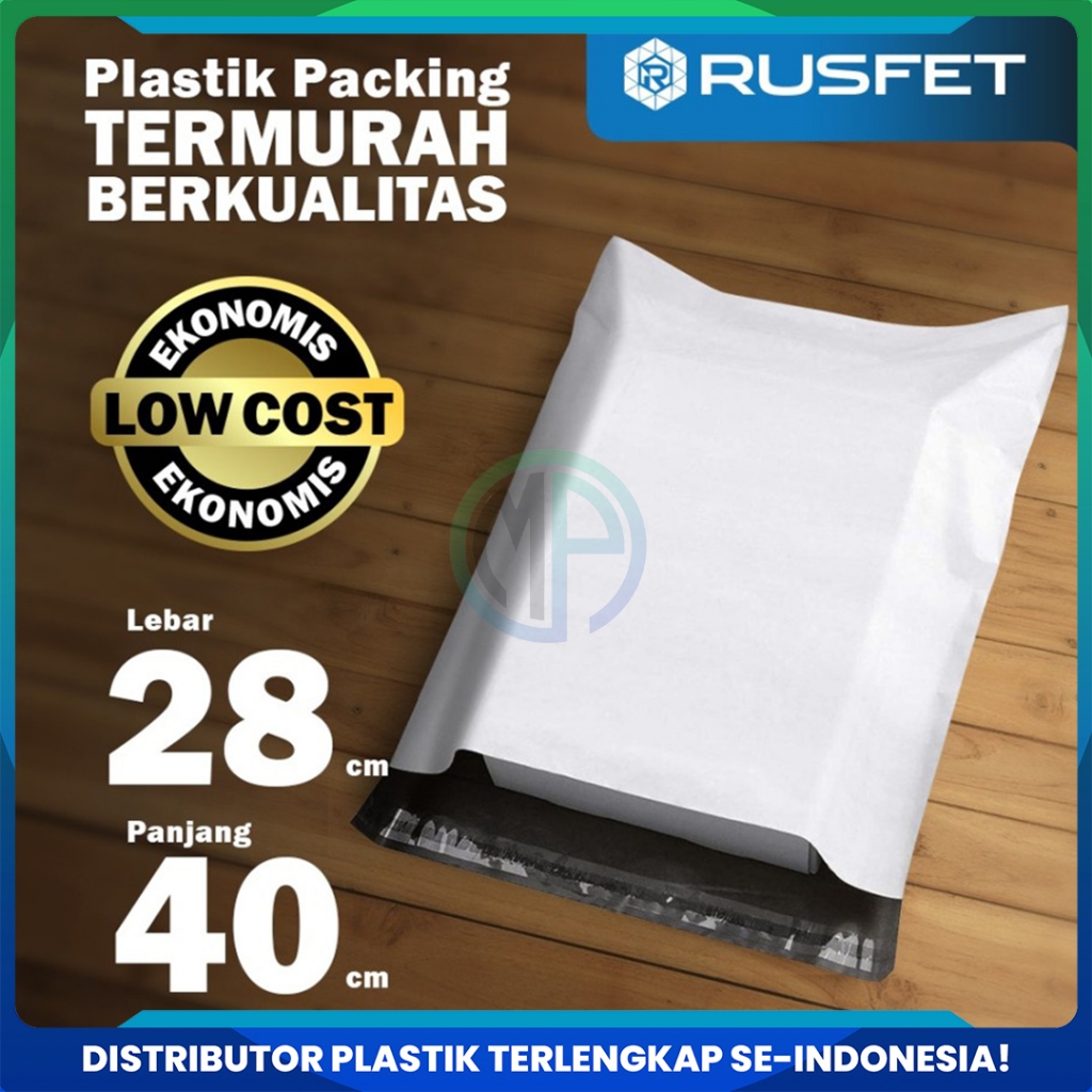 

Amplop Plastik Polymailer Putih 28cm x 40cm Low Cost Plastic Packing Polos Online shop Rusfet Murah