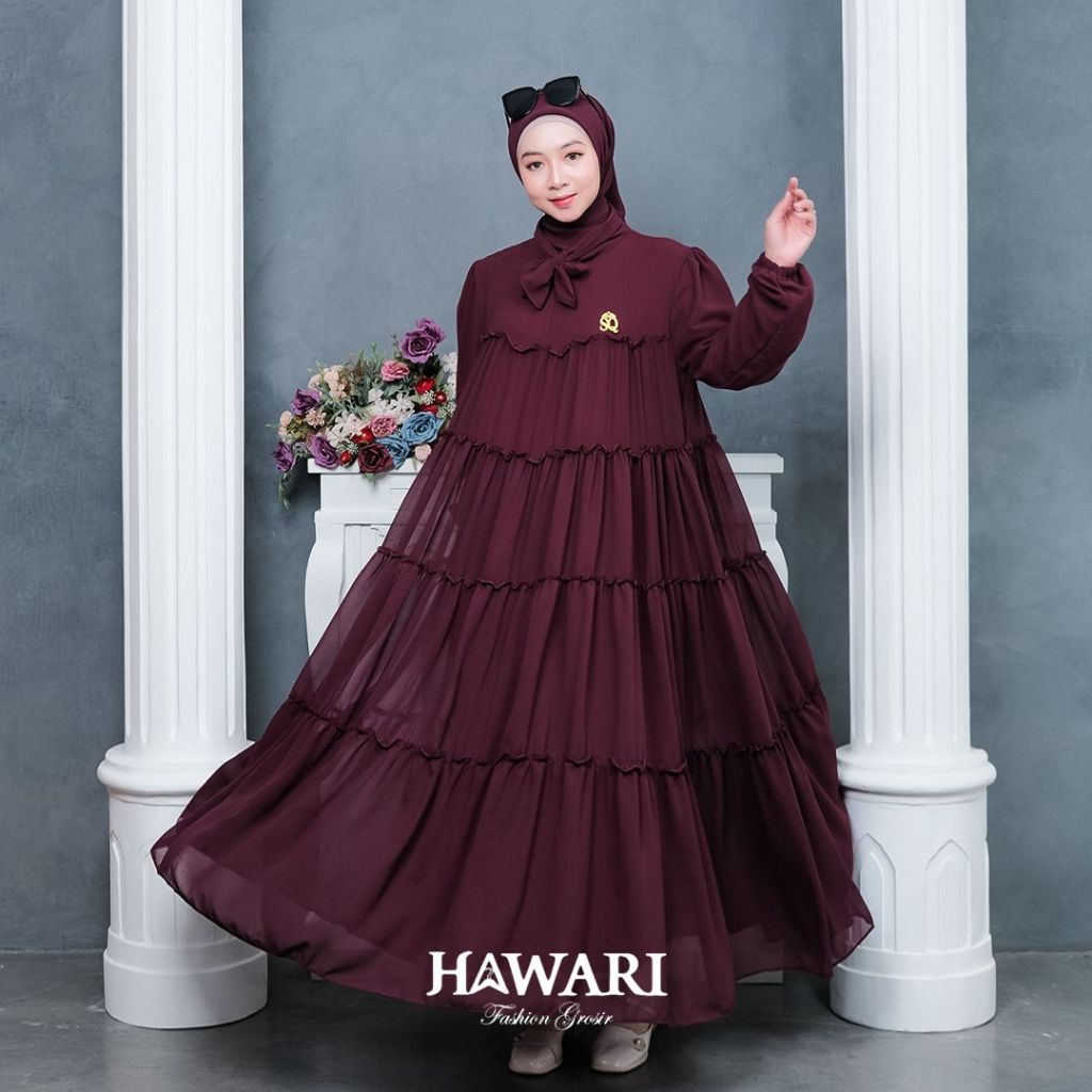 HAWARI - Set Hijab SABRINA Series Polos Ceruty Mewah Gamis Lebaran Simple 2026