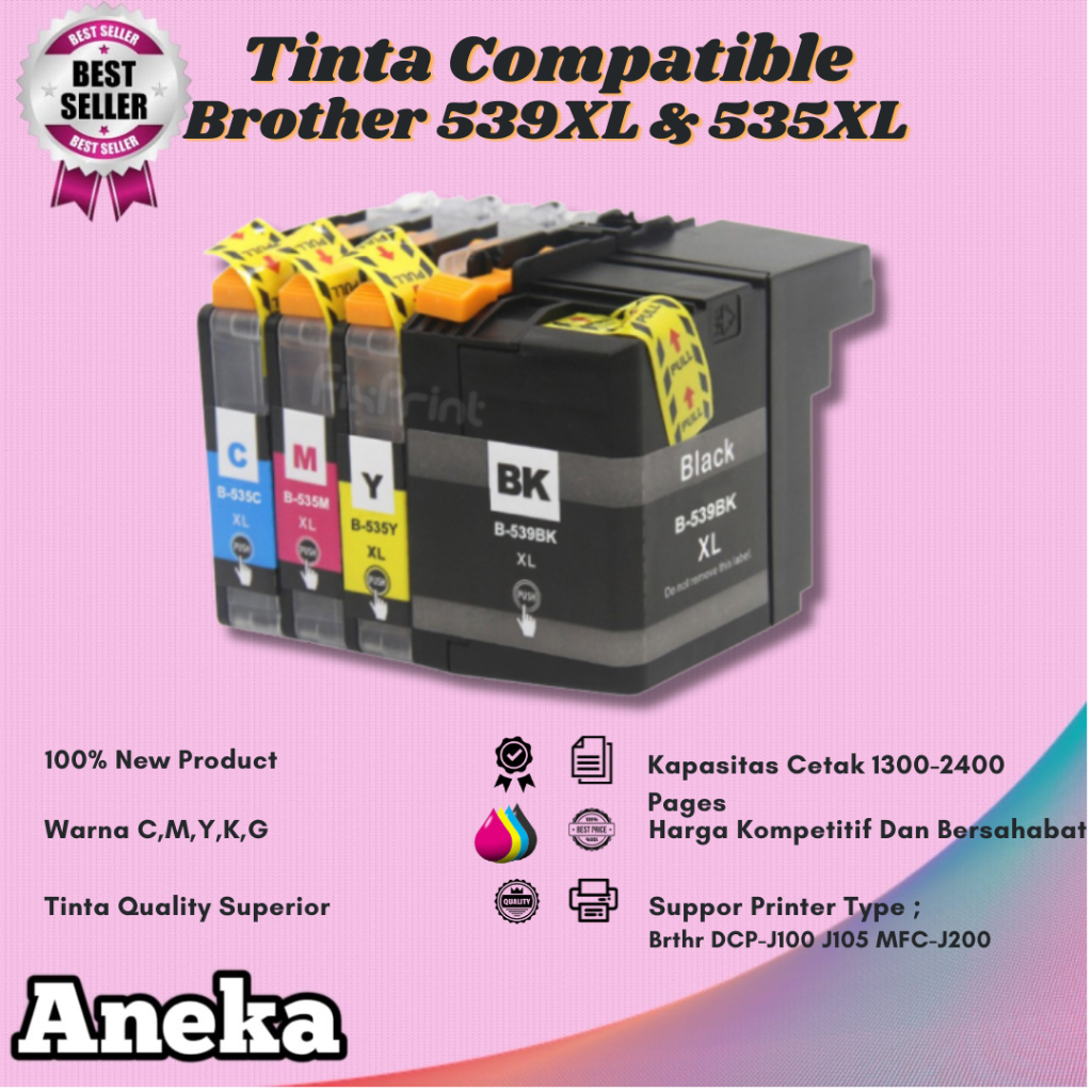 Cartridge Tinta Compatible Brother LC539XL LC 539XL LC535XL LC 535XL - 1set