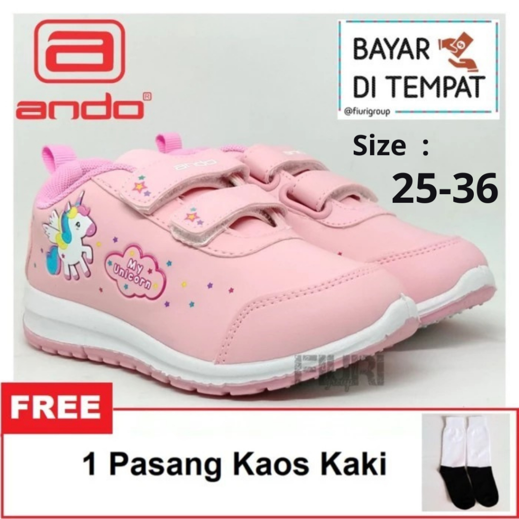 FIURI - ANDO ORIGINAL -  MINICORN PEREKAT 25-36 PINK - SEPATU SNEAKERS KANVAS SOL KARET ANAK KECIL P