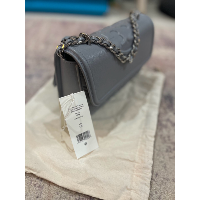 Preloved_ToryBurch_FlemingSoftGrainSmall_ShoulderBag_Slate_Authentic