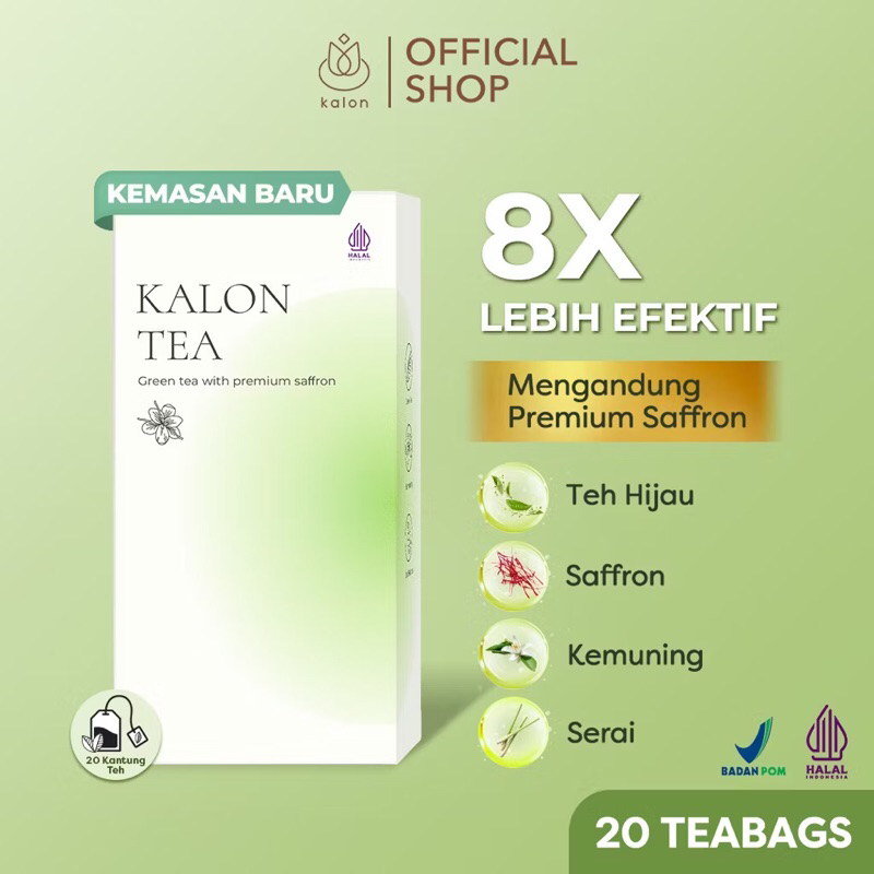 

Ready Kalon Teh Hijau Premium Saffron | Teh Pelangsing Herbal | Teh Hijau | Pelangsing BPOM
