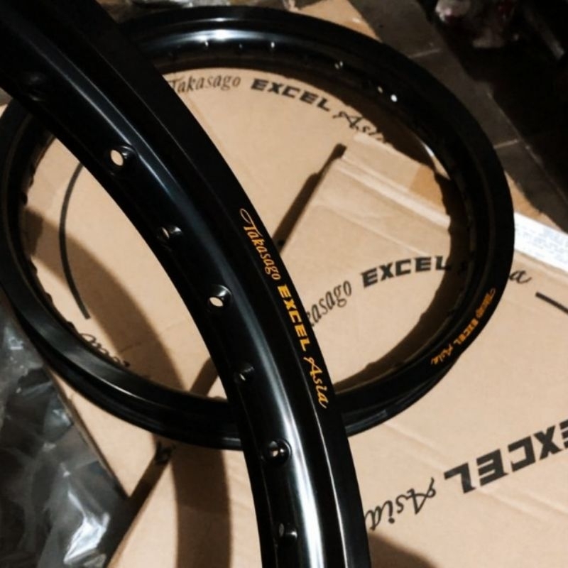 Velg Takasago Excel Asia Ukuran 140/140 Ring 17 Original Japan 1Set (Dpn+Blkg) Titanium / Hitam