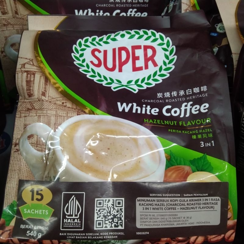 

SUPER white coffee roasted hazelnut 540gr /600 gr 3in1 kopi instan