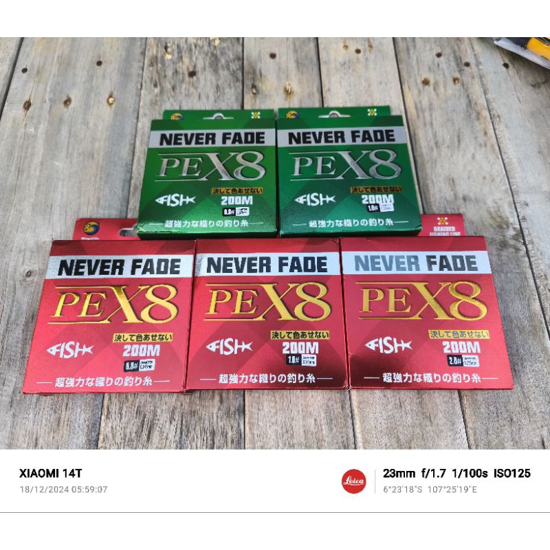 Senar Pe Never Fade x8 200m bingolife diameter kecil halus kuat casting pancing gabus toman hampala