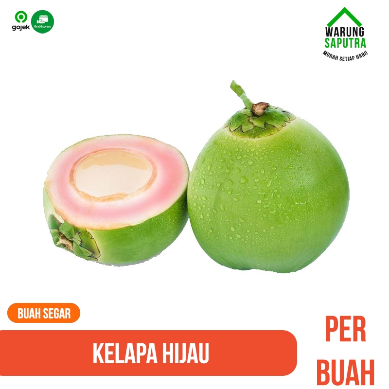 

Buah Kelapa Hijau / Ijo Asli Kulit Merah Muda Segar per Buah