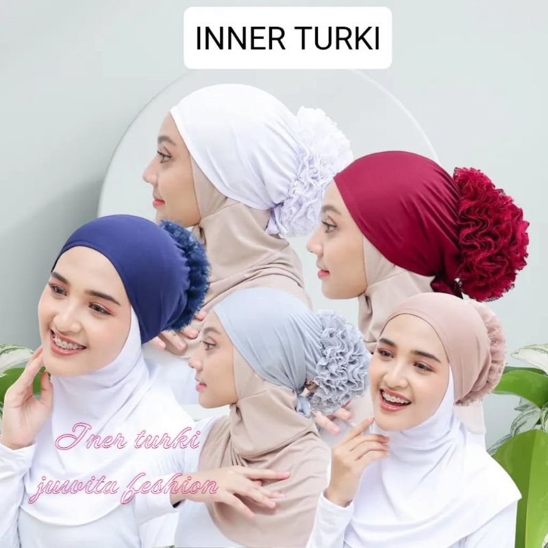 Inner turkey cepol brukat / inner turkey dalaman hijab cepol