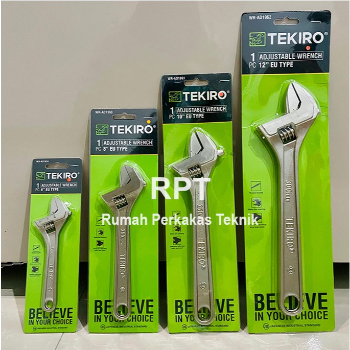 TEKIRO ISKU Kunci Inggris 6 Inch 8 Inch 10 Inch 12 Inch / Adjustable Wrench EU Type New 6" 8" 10" 12