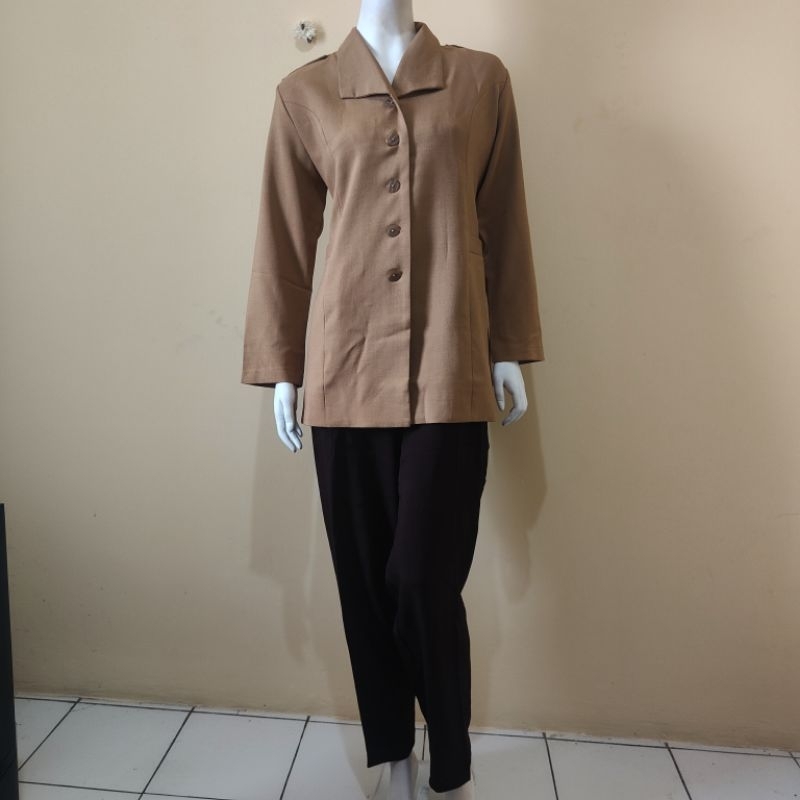 Termurah Setelan Baju Kantor Wanita Dinas ASN guru dll warna Pramuka