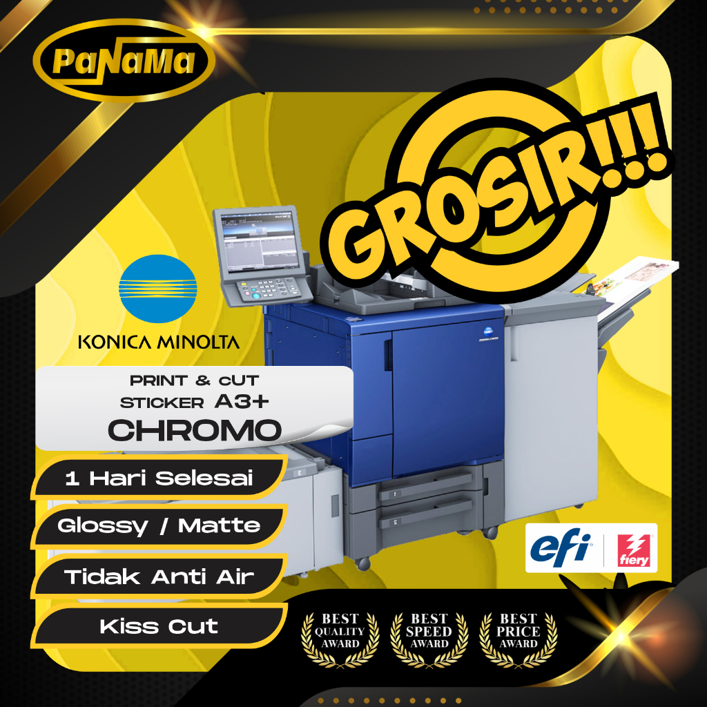 

Print & Cut Sticker Chromo A3+, Cetak Stiker Kromo / Bontax A3 GROSIR!