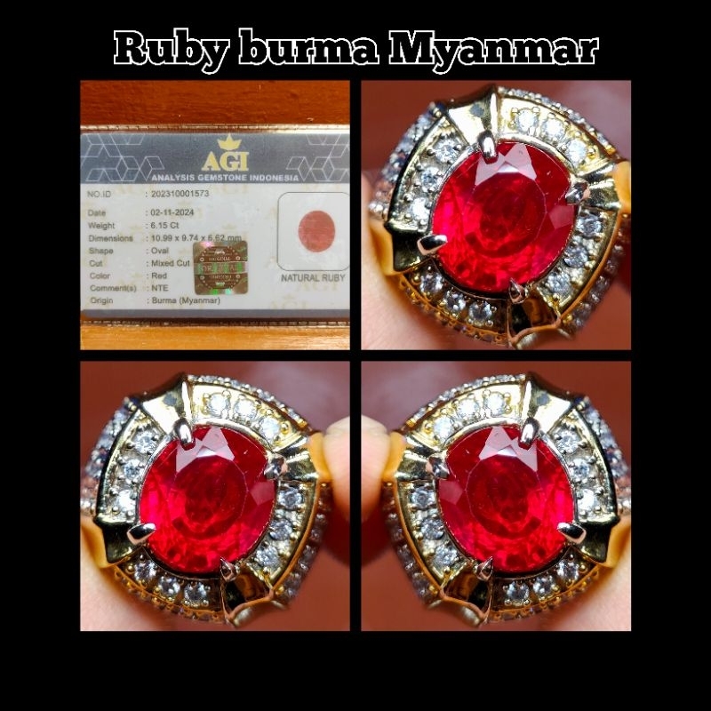 Ruby Burma Myanmar Cincin ( + memo id card )