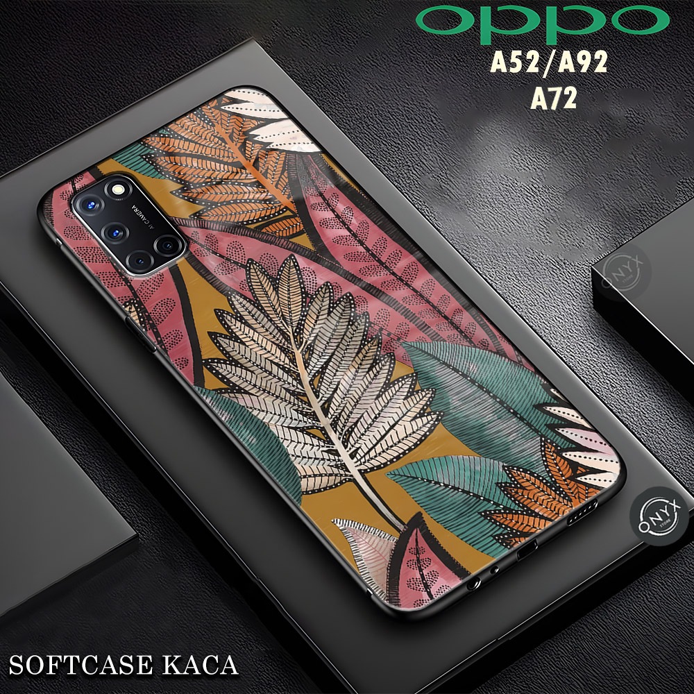 [AA27] Softcase Kaca OPPO A52 A72 A92 | Casing Oppo Kilau | Motif Aesthetic Daun