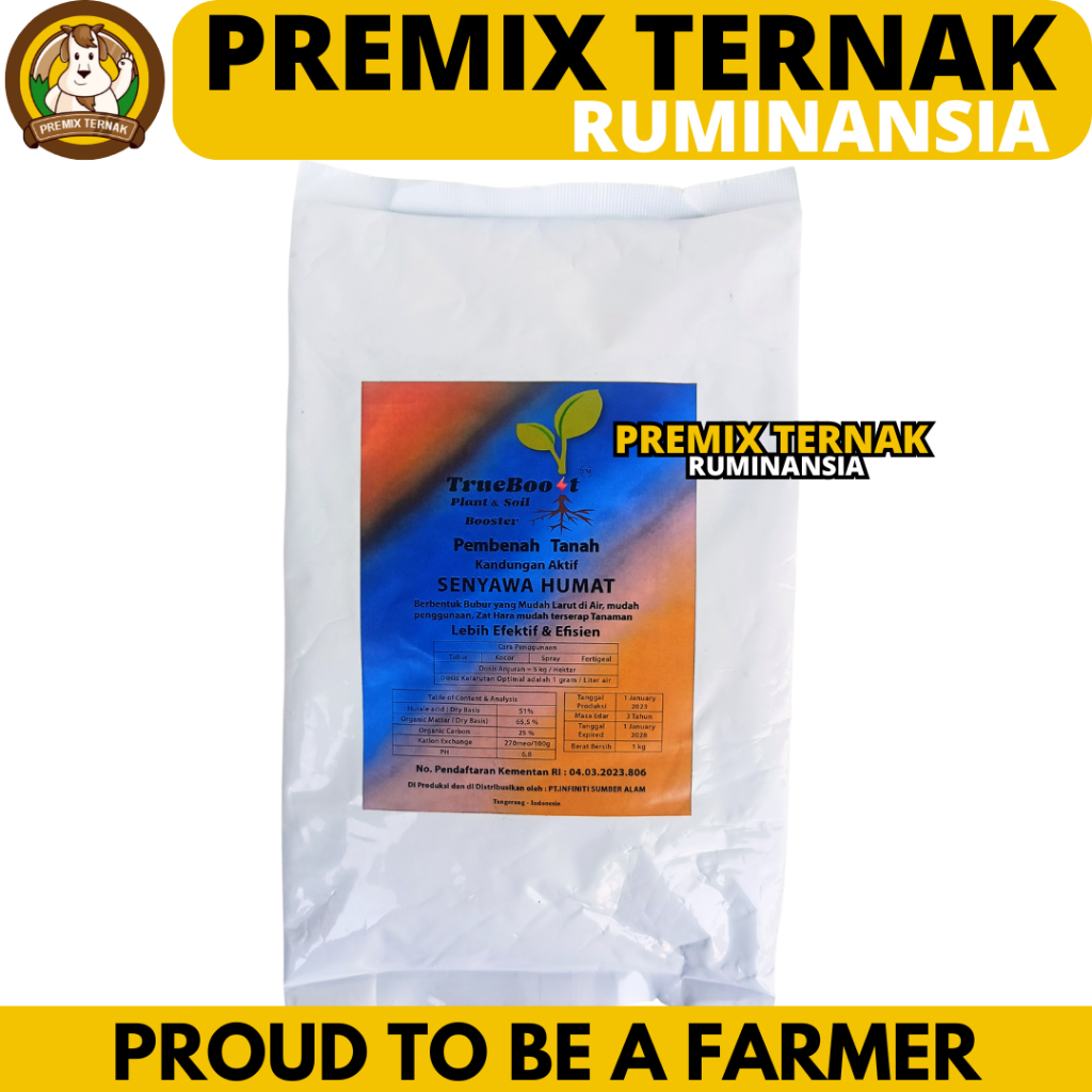 TRUEBOOST 1 KG - Asam Humat 1 kg - Pembenah Tanah - Humic Acid 90% - Sodium Humate 90%