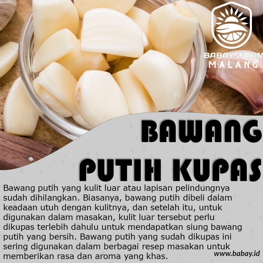 

Bawang Putih Kupas 250 500 gr 1 kg / peeled garlic 250 500 gram 1 Kilogram