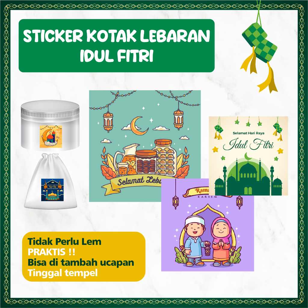 

[299 Pcs] Sticker Kotak Lebaran Idul Fitri Tahun Baru Islam Biskuit Kue Hampers Idul Fitri Bingkisan Minal Aidin Wal Faizin