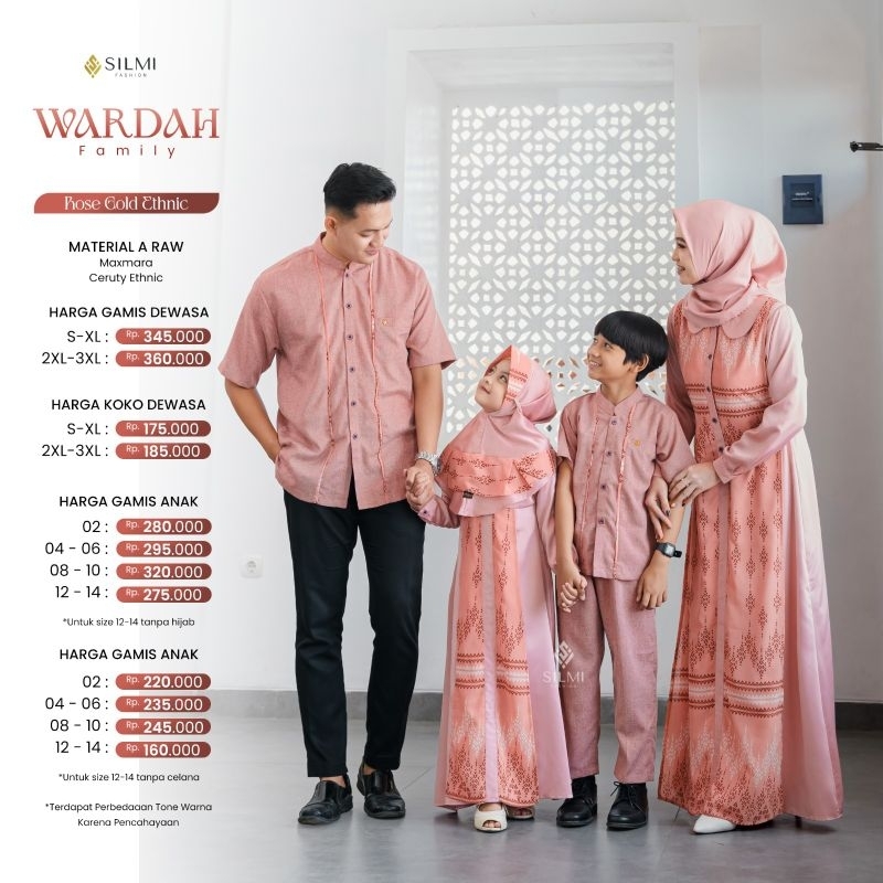 Gamis Sarimbit keluarga Samara Famset 2025 wardah rose gold silmi family gamis kondangan seragam nga
