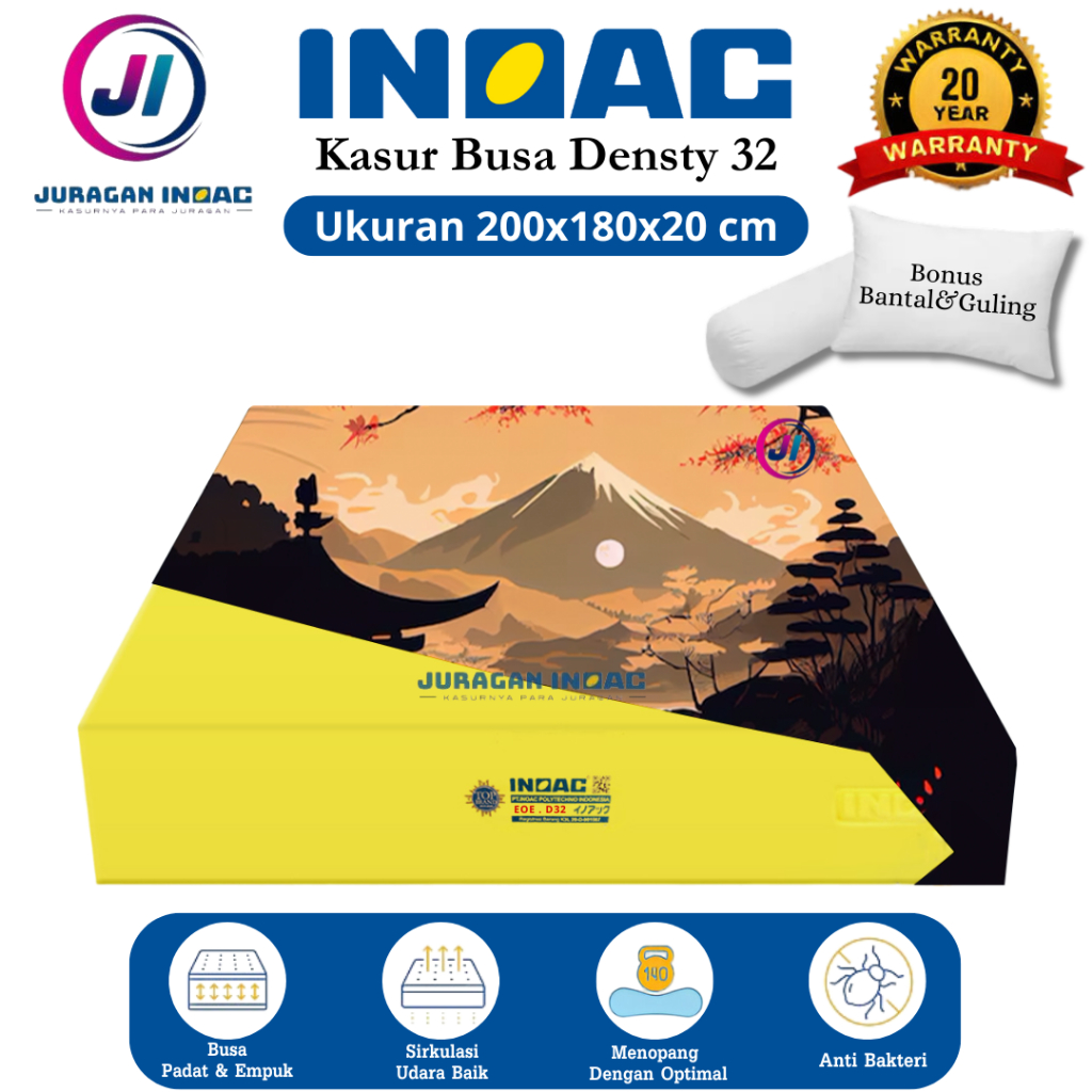 [200x180x20] Kasur Busa Inoac No 1 Tebal 20 cm Free Bantal Garansi 20 Tahun Murah - Juragan Inoac