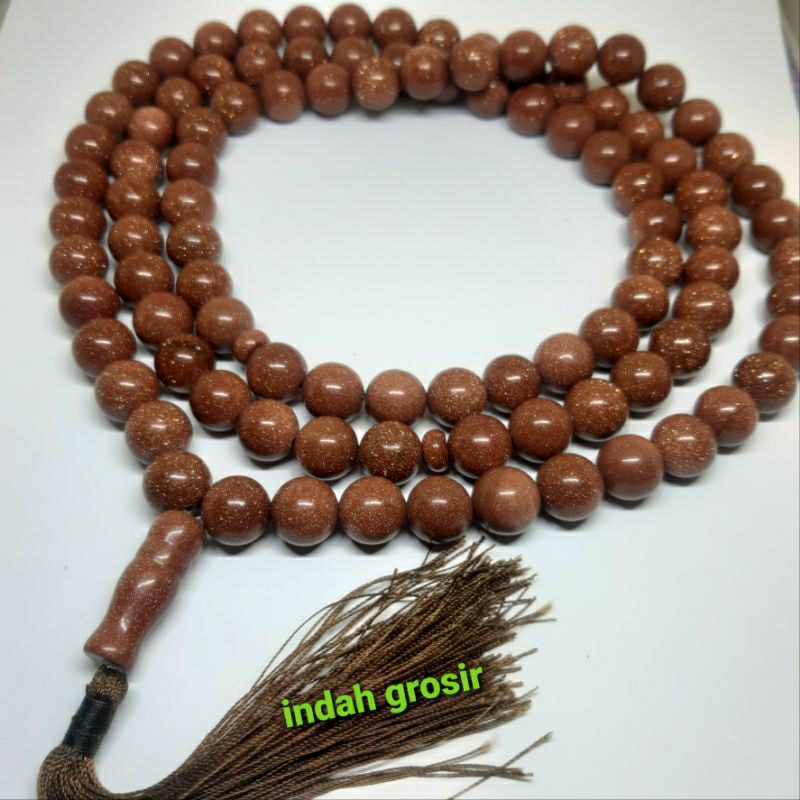 Tasbih batu pasir emas 12mm 99butir