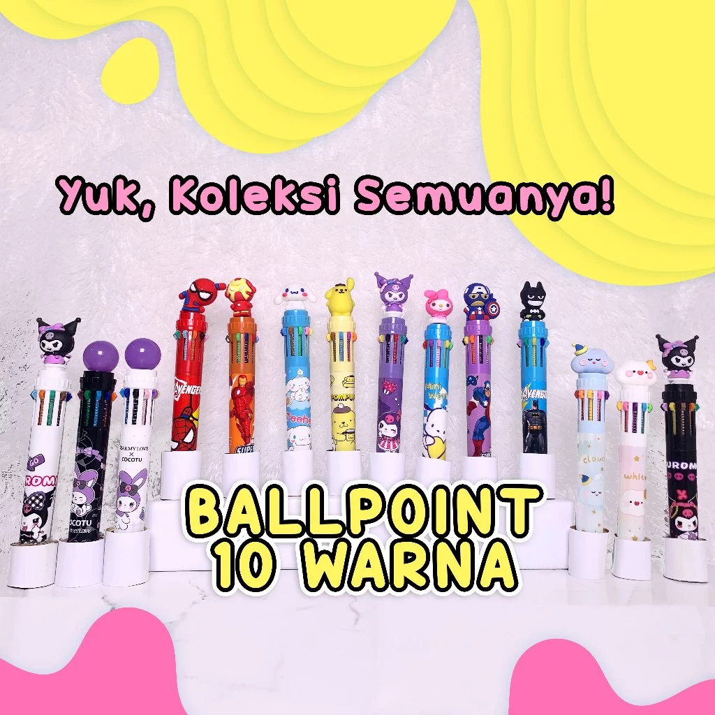 

(LIVE) Ballpoint 10 Warna Karakter Lucu / Pena 10 Warna / PALING LENGKAP