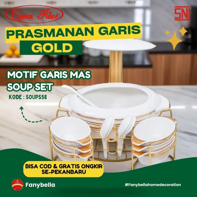 QueenRose prasmanan tempat sup buah serbaguna keramik set putih mewah import