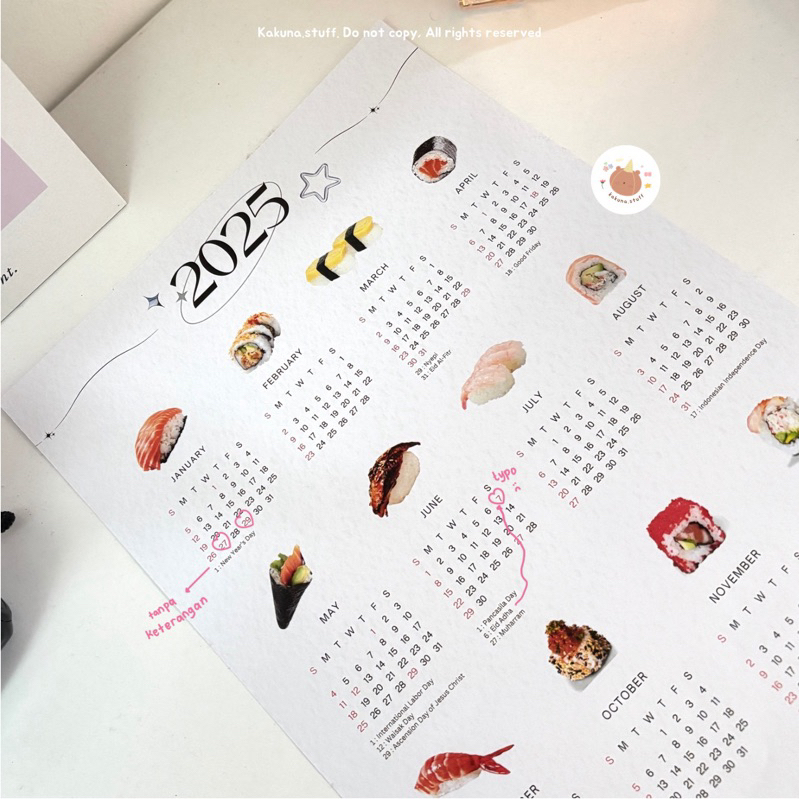 

Kalender Poster 2025 Aesthetic DEFECT REJECT | Kakuna Stuff