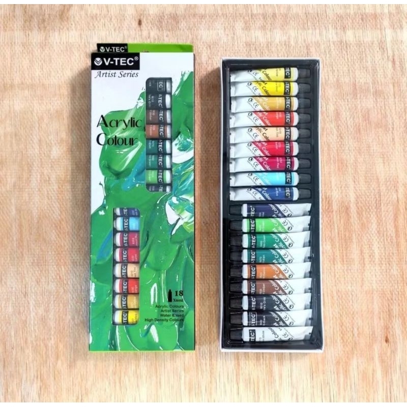 

Cat V-Tec Acrylic colour set VT-618/A ( 6ml x 18 warna )